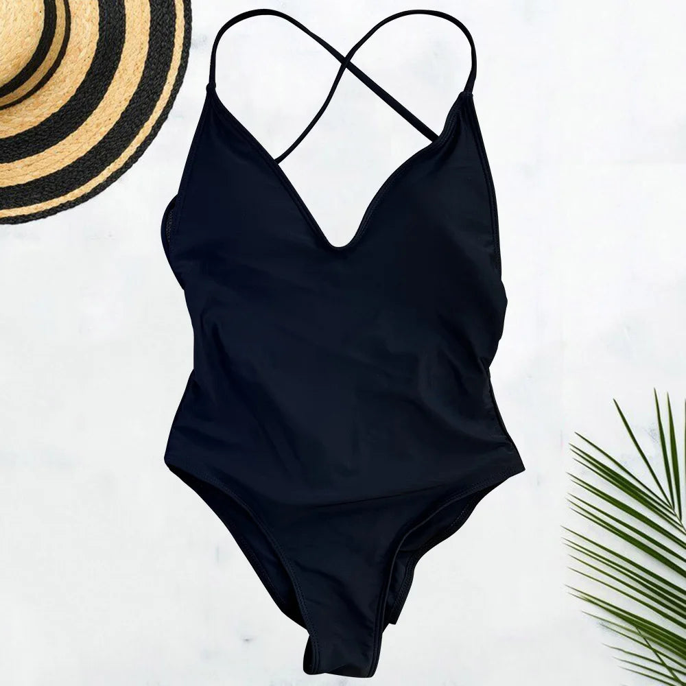 Solid One Piece Swimsuit Women Swimwear 2025 New Bikini Sexy Bodysuit Plus Size Bathing Suit Swimming Suit maillot de bain femme
