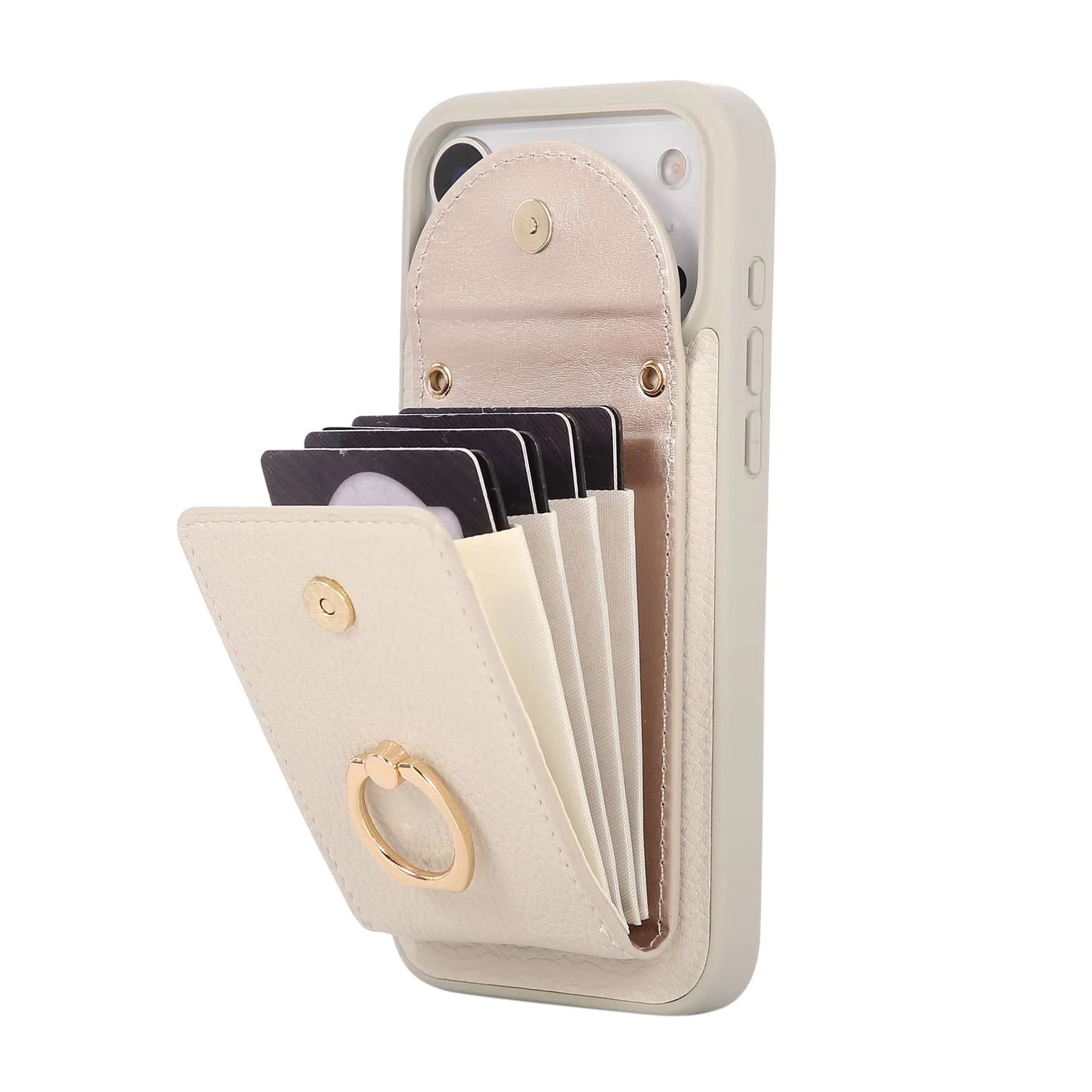 Wallet Case for iPhone 17 Pro Max 17 Pro Air,Card Holder Cover with 360° Ring Kickstand and Durable Shockproof Protective Bumper