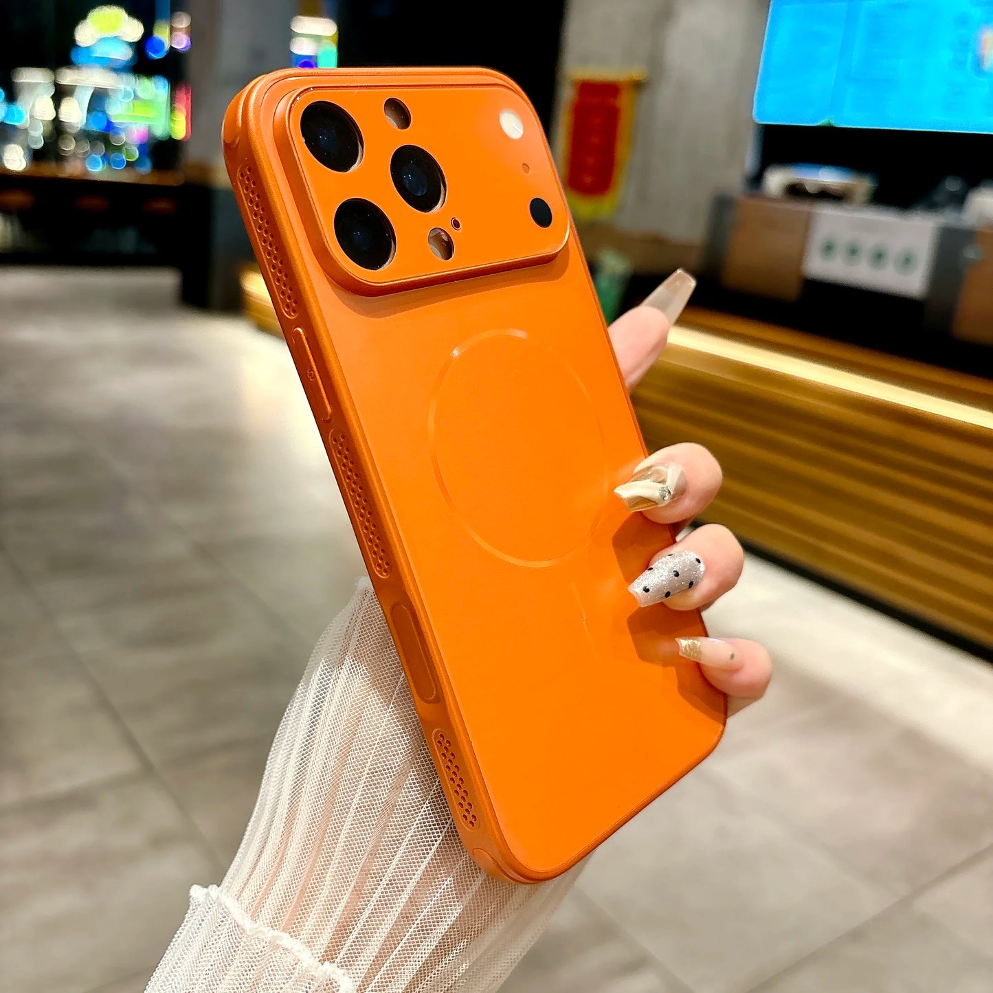 Luxury Matte Glass Lens Protection Case For iPhone 17 Air 16 15 14 13 Pro Max Plus For Magsafe Magnetic Shockproof Hard PC Cover