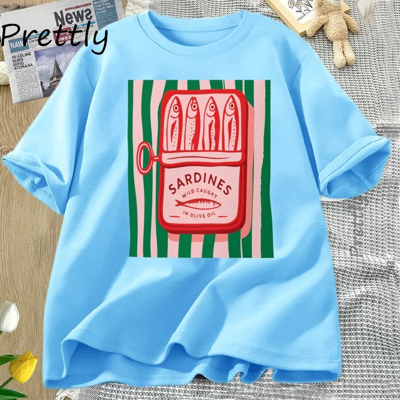 Sardines T-shirt Trend Italy Lovers T Shirt Woman Man Cotton Short Sleeve Harajuku Tshirt Causal Round Neck Womens Clothing
