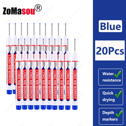 Waterproof Long Head Marker Pen for Deep Holes - 2cm 1-100 Pcs RedBlackBlueGreen Ink - Ideal for Metal  Woodworking