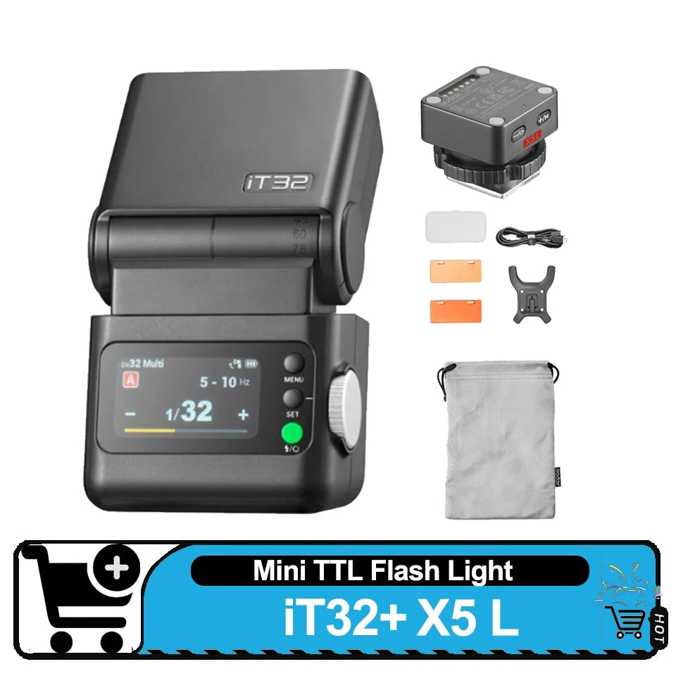 Godox IT32 IFlash Camera Flash TTL HSS Rotating Head on Camera Flash Light X5 C/S/N/F/O/L Wireless TTL Magnetic Flash Trigger