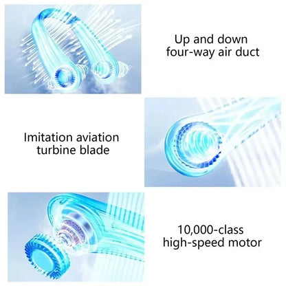 TINSOL New ceiling fan USB rechargeable portable small fan students office sports digital display ceiling fan hanging neck fan