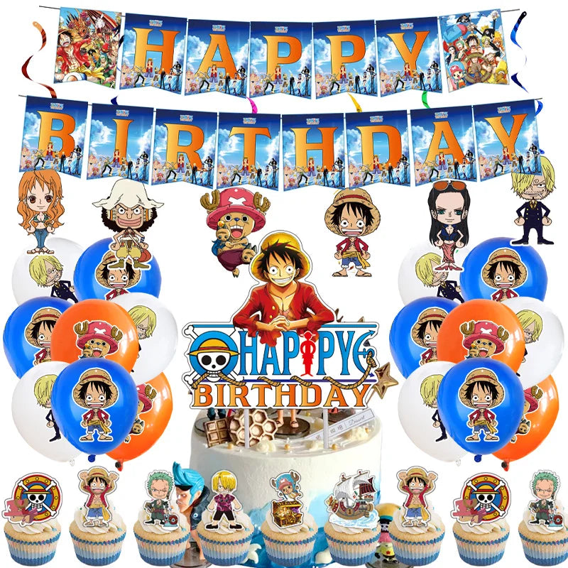 One Piece Birthday Party Set - Luffy Disposable Tableware  Candy Box for Kids
