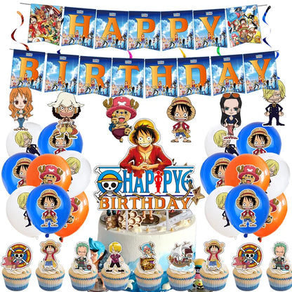 One Piece Birthday Party Set - Luffy Disposable Tableware  Candy Box for Kids