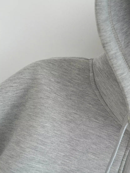 Women's Zipper Hoodie Oversize Jacket – Casual Outerwear Double Pocket Coat