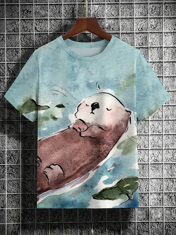 Japanese Art Style Summer 3D Printed Large-sized Men's T-shirt Is Loose and Comfortable Suitable for Daily Wear