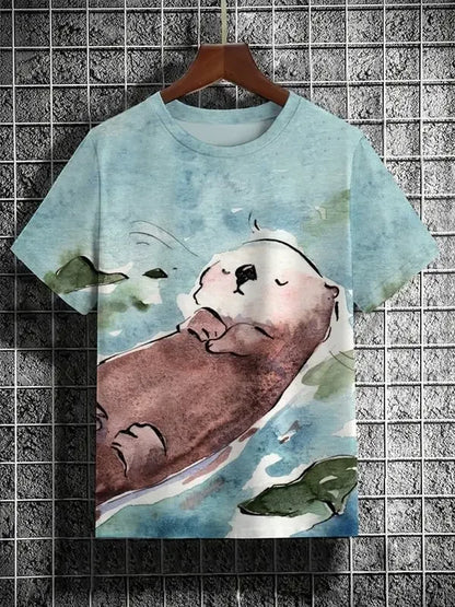 Japanese Art Style Summer 3D Printed Large-sized Men's T-shirt Is Loose and Comfortable Suitable for Daily Wear
