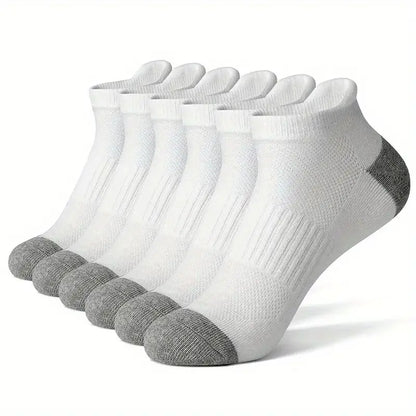 6 Pairs Cotton Man Socks Sports Solid Color Male's Short Sock For Cycling Breathable Mesh Ankle Summer Running Socks