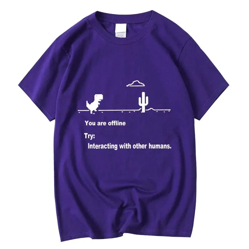 Men's High Quality Cotton Blend Funny Dinosaur Print T Shirt Loose O-neck Men Tshirt Short Sleeve T-shirt Male Tees Tops