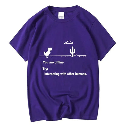 Men's High Quality Cotton Blend Funny Dinosaur Print T Shirt Loose O-neck Men Tshirt Short Sleeve T-shirt Male Tees Tops