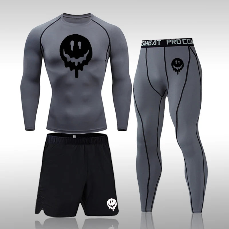 Men's Compression Running Set | Long Sleeve Running Top & Athletic Compression Gear for Fitness