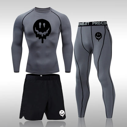 Men's Compression Running Set | Long Sleeve Running Top & Athletic Compression Gear for Fitness
