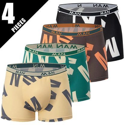 4/10 Piece Set Of Men's Casual And Fashionable Underwear Comfortable Boxer Shorts Youth Plus Size Sports Cycling Elastic Shorts