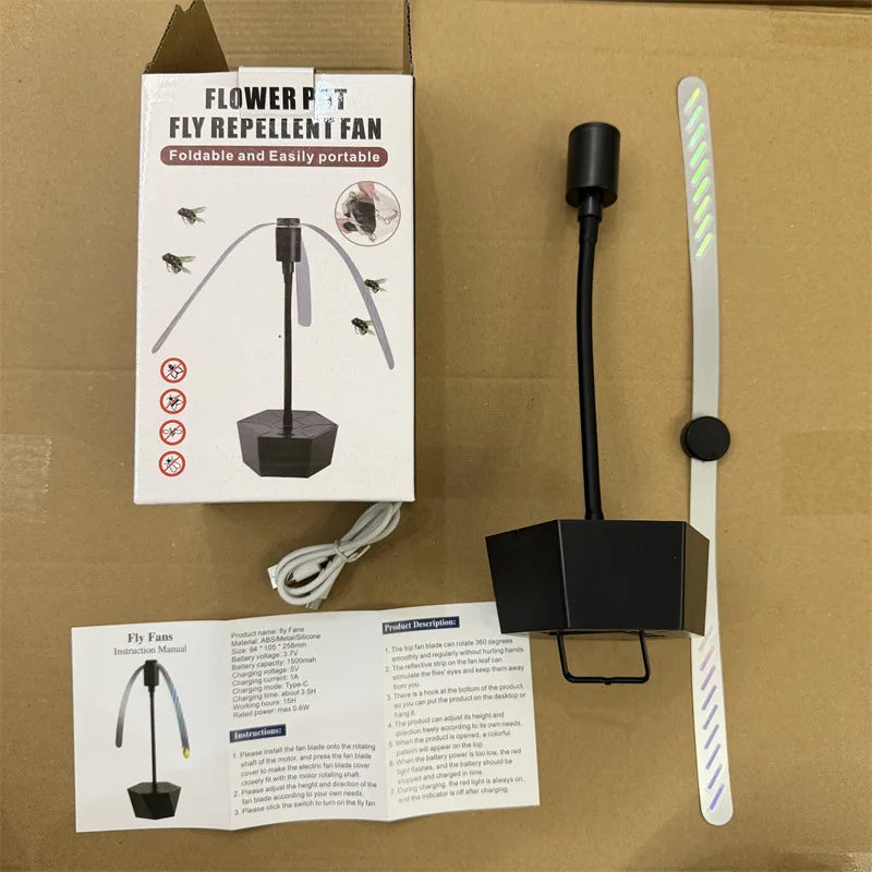 HOMEFISH Bonsai Style Bendable Retractable Fan Mosquito Repellent Outdoor Rechargeable Battery Fly Repellent
