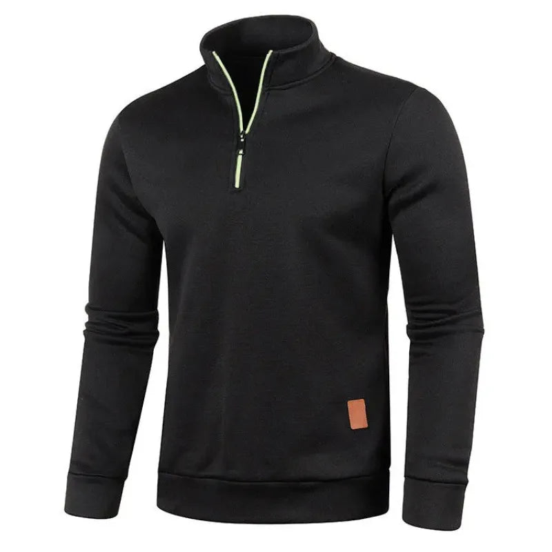 Animal Game Men's Half Zipper Sweatshirts Long Sleeve Solid Pullover Turtleneck Streetwear Warm Jacket Sport Coats Outerwear