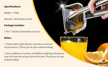 Manual Juice Squeezer - 304 Stainless Steel Juicer | Durable Kitchen Gadget