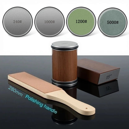 Rolling Knife Sharpener Kit – Diamond Stone with 15°/20° Angles & Magnetic Holder