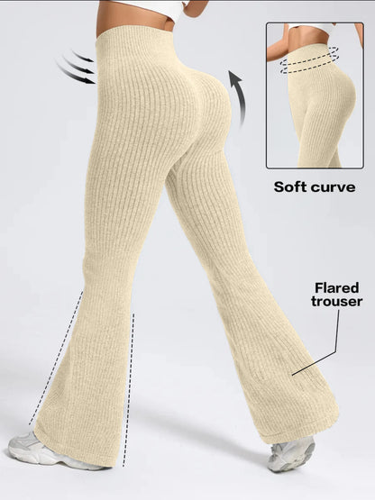 High-Waist Stretchy Bell Bottom Pants for Women – Slim Fit, Ideal for Workout & Daily Casual Wear