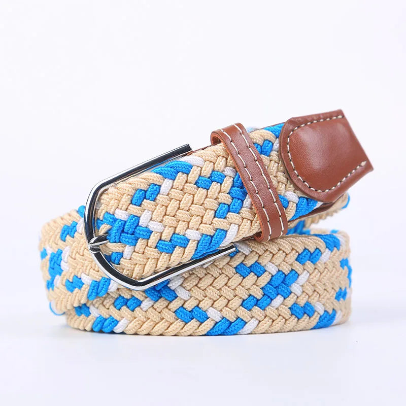 Unisex Stretch Jeans Belt - Casual Knitted Woven Canvas Pin Buckle