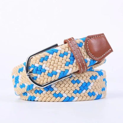 Unisex Stretch Jeans Belt - Casual Knitted Woven Canvas Pin Buckle