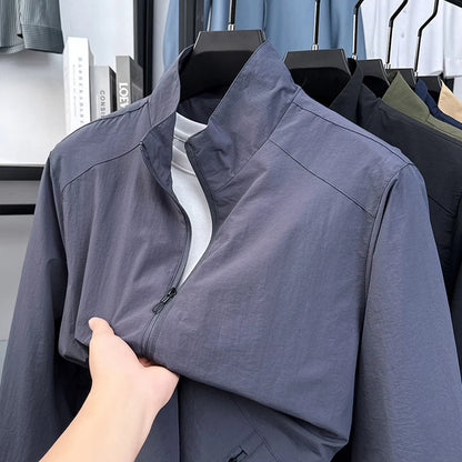 Men's Lightweight Packable Windbreaker Jacket 100% Polyamide Nylon Breathable Outdoor Sports Sun Protection Coat 2026