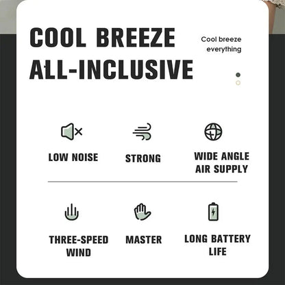 Portable Fan Clip-on Wearable Neck Fan 3-speed Belt Fan Powered By Rechargeable Battery USB Rechargeable Pocket Fan 360 Degree