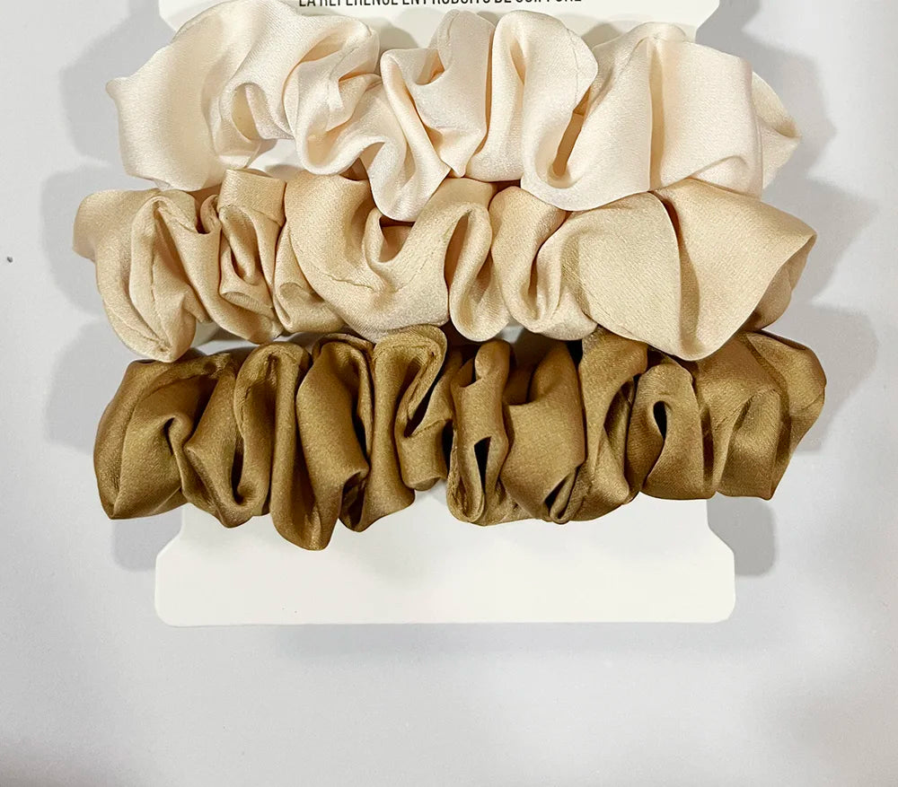 4PCS/Set Satin Silk Scrunchies Elastic Hair Bands Women Small Solid Ponytail Holder Hair Tie Rubber Bands Girls Hair Accessories