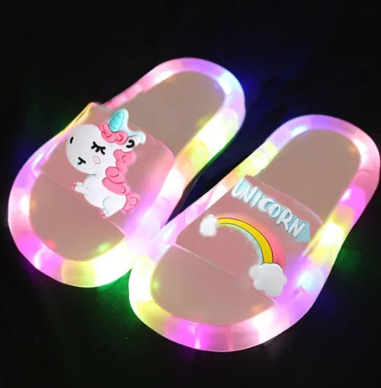 Kids Unicorn Slippers – Cute Cartoon Animal Light Up Shoes for Toddlers