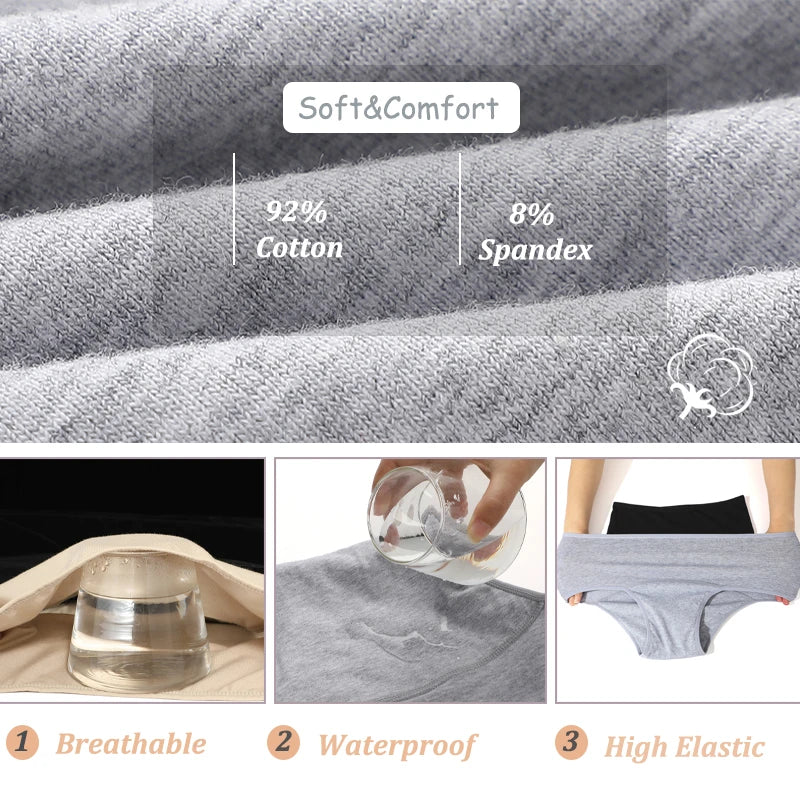 Women's Cotton High Waist Menstrual Period Underwear Seamless Absorption Leakproof Lingerie Breathable Physiological Panties New