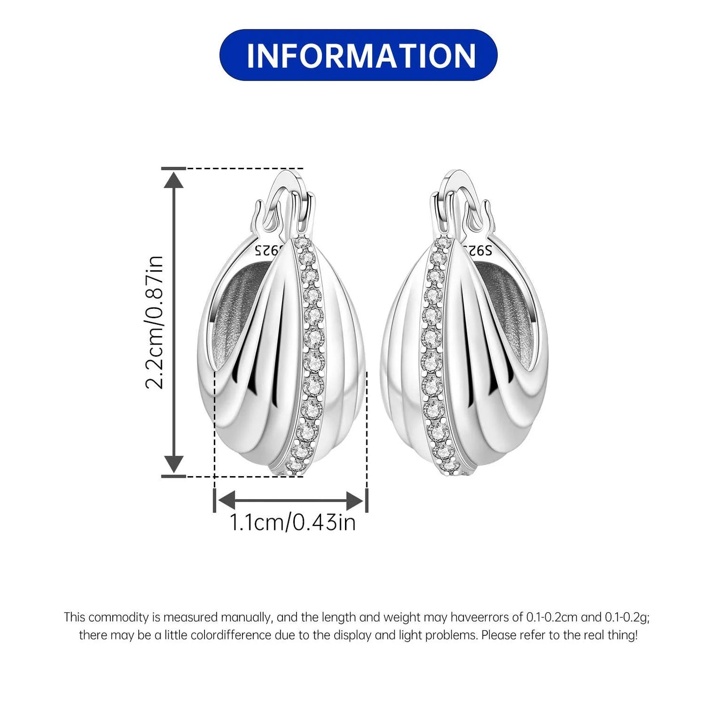 Orstarry S925 Sterling Silver Square Chain With Stone Inlaid Earrings Hoop Earrings For Women Jewelry Original Party Trendy Gift