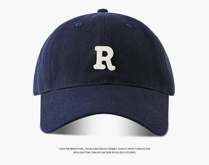 2025 Large Head Circumference Baseball Cap Men's /Women's Dome Hat Soft Top Cap 60/65cm Sun Protection  Letter R Hat Adult Caps