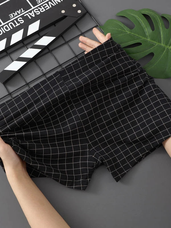 4-Piece Set Of Plaid Printed Elderly Aro Pants Casual And Loose Men's Boxer Shorts Comfortable And Breathable Underwear