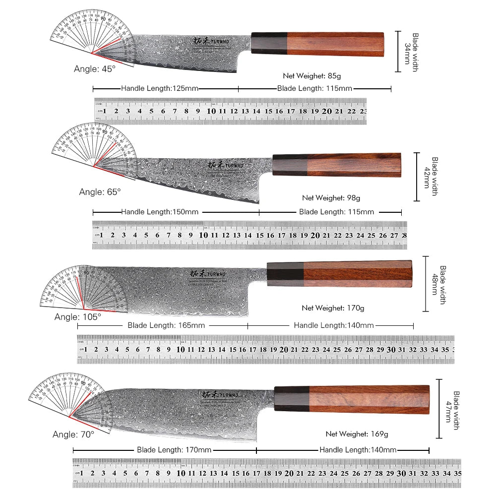 Damascus Steel Japanese Chef Knife - Hand Forged Santoku  Sashimi Blade