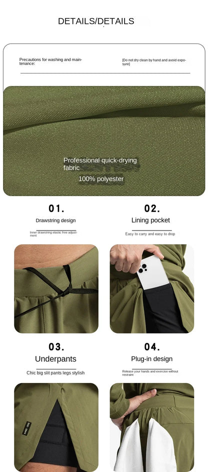 ASRV Mens Gym 2 in 1 Jogger Sport Short Pants Man Quick Dry Running Workout Basketball Shorts Male Gym Fitness Sweatpant Bottoms