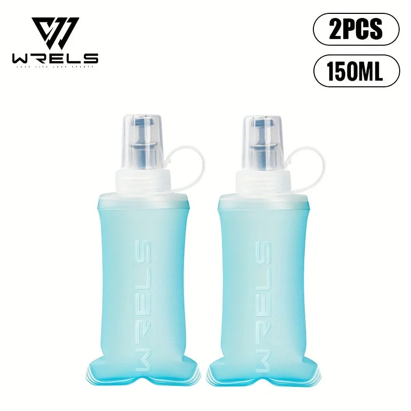 WRELS Soft Water Bottle Collapsible Soft Flask TPU Running Water Bottle Foldable Water Bag BPA-Free Sports Soft Water Flask
