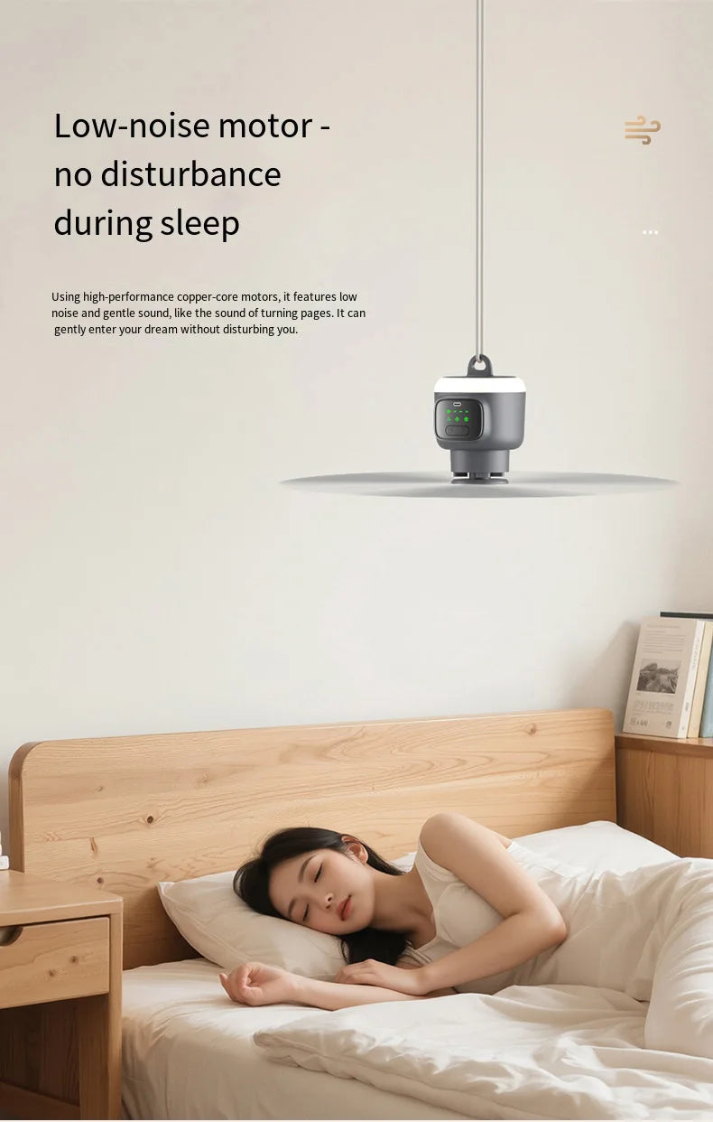 HOMEFISH 12000mAh Camping Ceiling Fan Portable Outdoor Tent Air Circulator Cooling Fan with High Capacity
