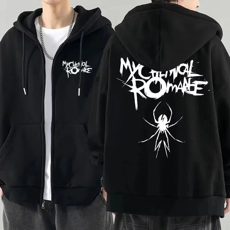 Women Fashion Hoodie Jacket Coat My Chemical Romance Band (MCR) Dead Zip Hoodie Top Loose Black Parade Punk Gothic Rock Zip