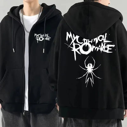 Women Fashion Hoodie Jacket Coat My Chemical Romance Band (MCR) Dead Zip Hoodie Top Loose Black Parade Punk Gothic Rock Zip