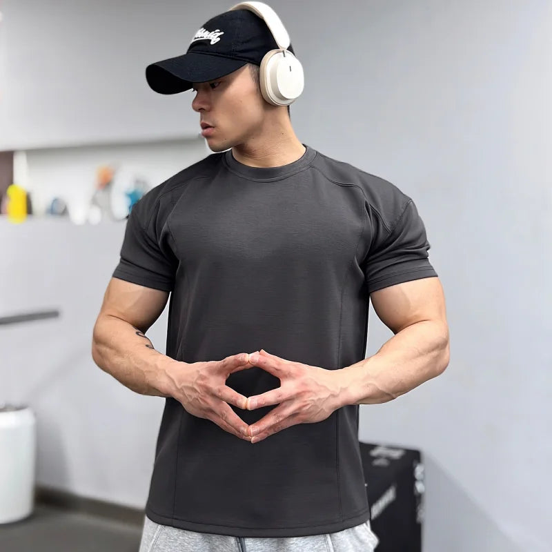 High quality Autumn men long sleeved T-shirt Fashion sport Round Collar fitness running mesh Breathability Training t-shirt men