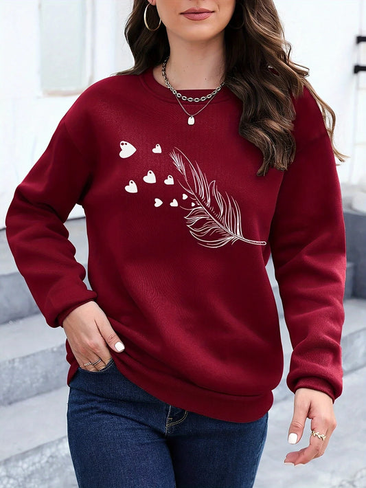 Loose hoodie, casual long sleeved women's clothing, autumn and winter comfortable pullover, round neck loose women's clothing