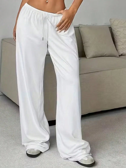 Ladies' Casual Wide Leg Jogging Pants, Drawstring Elastic Waistband, Comfortable Loose Fit, Spring/Summer/Autumn Styles
