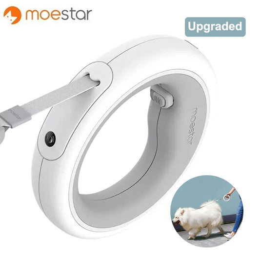 MOESTAR 2022 UFO Retractable Pet Leash 2 plus 3.0m Flexible Dog Traction Rope with Rechargeable LED Light Ring Shape