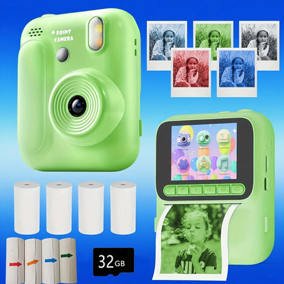 Kids Instant Camera - 32GB Digital Color Printing Camera With 1080P Video & Thermal Print