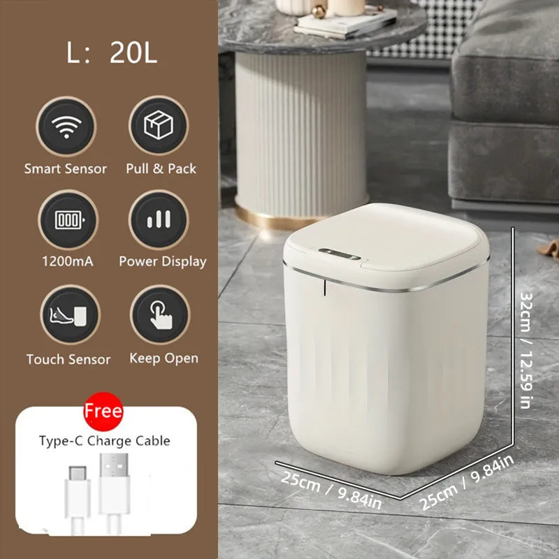 Large Rechargeable Touchless Smart Trash Can - 2022L Kitchen  Living Room Garbage Bin