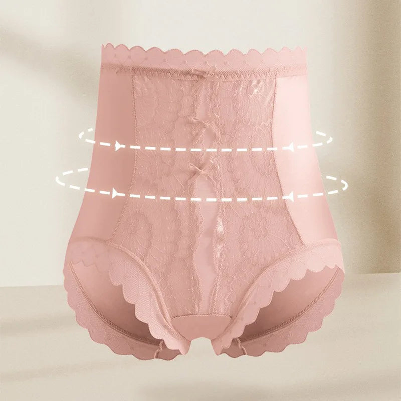 High Waist Lace Women Panties Ice Silk Thin Elastic Briefs Lingerie Seamless Luxury Breathable Underwear Butt Lifting Underpants
