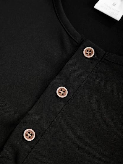 Mens Long Sleeve Henley V-neck Lightweight Long sleeves Casual Cotton Slim Fit Basic Loose Fitness Sports Breathable Top