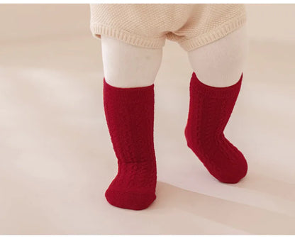 2025 New Year Baby Winter Thicken Socks Kids Cute Stripe Color Matching Warm Floor Socks Children Girls Fleece Padded Socks