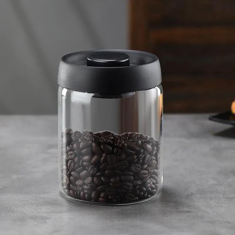 Vacuum Sealed Coffee Jar - Airtight Glass Container For Coffee Bean Storage