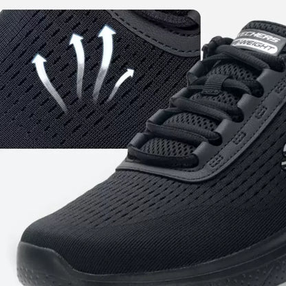 Skechers Men's Black Warrior Running Shoes, Summer Cushioned Breathable Training Sneakers, 8790360-BBK